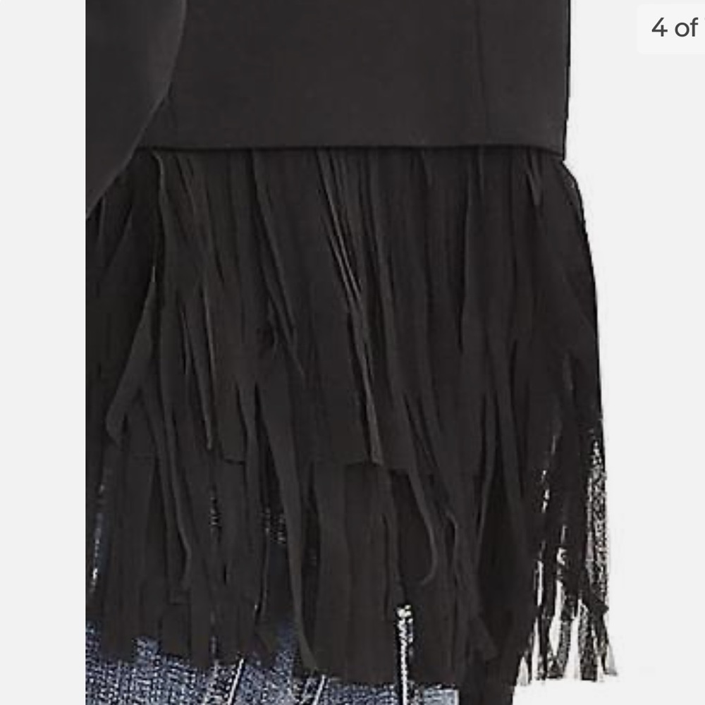 Banana Republic Blazer Jacket with Fringe Bottom NWT  size 2. Jet Black - Picture 6 of 11